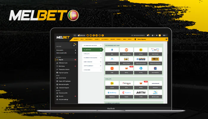 Deposit and withdrawal methods on the Melbet website for Sri Lankan players
